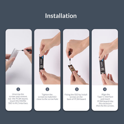 ORICO M.2 NVMe / SATA SSD to USB 3.1 Gen 2 Type-C Aluminum Solid State Drive Enclosure (M-key / M&B-key) with 10Gbps Speed, 2TB Supported Storage, and Support for Windows, macOS, and Linux for PCs, Desktop Computers, and Laptops