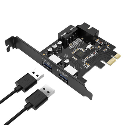 ORICO 2-Port USB 3.0 + 19 Pin Slot PCIe Expansion Card with 5Gbps High-Speed Data Rate for Desktop Computers (Windows & Linux) | PCIe USB Expansion Card | PCIe Card with USB Ports | ORICO-PVU3-2O2I-V1
