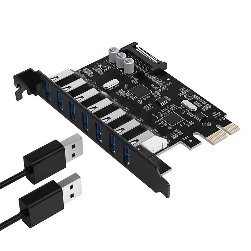 ORICO 7-Port USB 3.0 PCIe Expansion Card with 5Gbps High-Speed Data Rate for Desktop Computers (Windows & Linux) | PCIe USB Expansion Card | PCIe Card with USB Ports | ORICO-PVU3-7U-V1