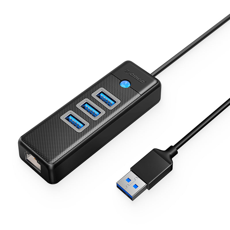 [CLEARANCE] ORICO 1.8 Meter 4 in 1 USB A 3.0 Data Hub with USB-A 3.0 and RJ45 Ports with 5Gbps Transfer Rate, 2.5G / 1000Mbps Internet Speed for Windows 8/10, macOS, Linux | PW3UR-U3 | White