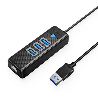 [CLEARANCE] ORICO 1.8 Meter 4 in 1 USB A 3.0 Data Hub with USB-A 3.0 and RJ45 Ports with 5Gbps Transfer Rate, 2.5G / 1000Mbps Internet Speed for Windows 8/10, macOS, Linux | PW3UR-U3 | White