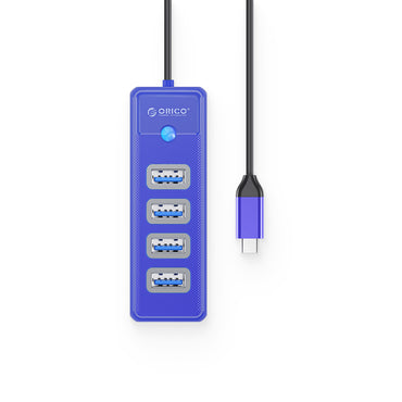 [CLEARANCE] ORICO 1m 4-in-1 USB 3.0 Type C Hub with 5Gbps Transfer Rate, 4 x USB-A 3.0 Output for Windows, macOS, Linux | PW4U-C3-10-BK