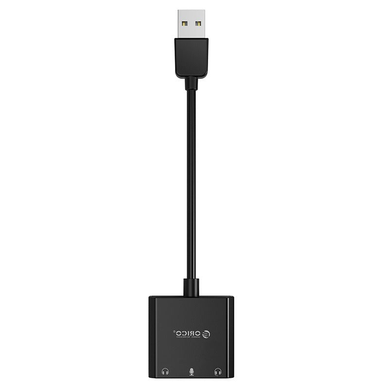 ORICO External USB Sound Card with 3-Port 3.5mm Audio Output for Microphones, Headphones & Speakers to PC/Computer Desktops & Laptops (Windows, macOS & Linux) | ORICO-SKT3