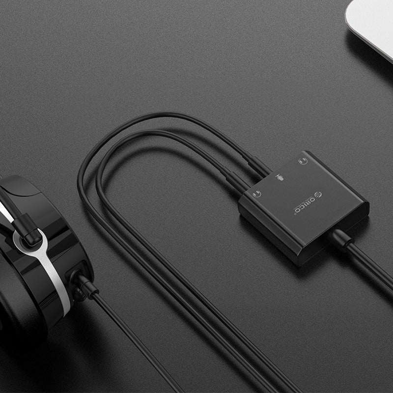 ORICO External USB Sound Card with 3-Port 3.5mm Audio Output for Microphones, Headphones & Speakers to PC/Computer Desktops & Laptops (Windows, macOS & Linux) | ORICO-SKT3