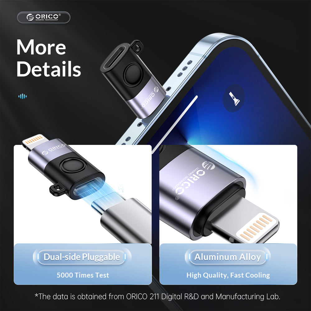 ORICO Lightning to USB-A Charging & OTG Adapter with 480Mbps Fast Data Transfer Rate, PD 5W 4.5A Fast Charging, OTG Flash Drive Function Supported, Anti-lost Lanyard for Smartphone, Tablet, Gaming Console, Computer, Laptop | WLA-BK-BP