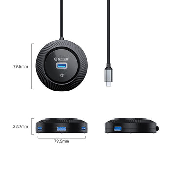ORICO 4-IN-1 USB HUB 5GBPS (0.3M,1.8M) Type-C Cable with 1x USB 3.0 & 3x USB 2.0 Ports | Windows, Linux & macOS Support | for PCs, Computer Desktops & Laptops | USB Hubs & Docking Stations | YK1-C2