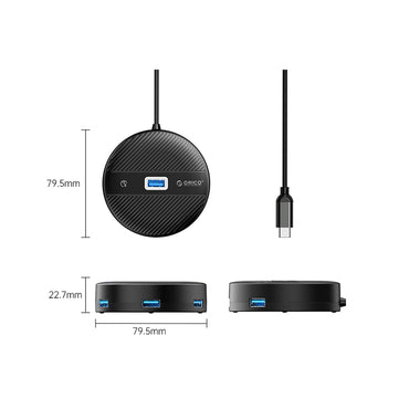 [CLEARANCE] ORICO 4-IN-1 USB HUB 5GBPS (0.3M,1.8M) Type-C Cable with 4-Port USB 3.0 | Windows, Linux & macOS Support | for PCs, Computer Desktops & Laptops | USB Hubs & Docking Stations | YS2-C3