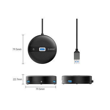 [CLEARANCE] ORICO YS3-U2 (0.3m) 4-Port USB 3.0 USB-A Desktop Hub 10W with 5Gbps Transmission Rate, 5Gbps USB-A 3.0, 3.5mm Audio Port, 480Mbps USB-A 2.0 Output for Windows 8/10, macOS, Linux, PC, Laptop, Desktop Computer