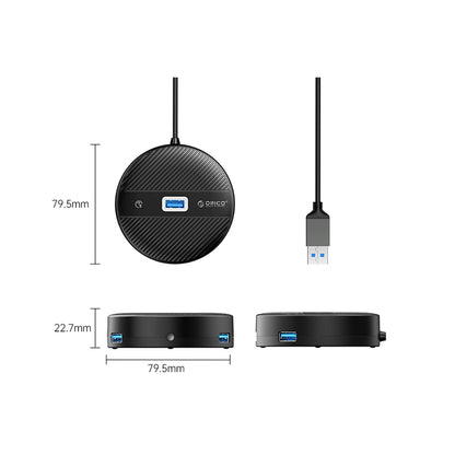 [CLEARANCE] ORICO YS3-U2 (0.3m) 4-Port USB 3.0 USB-A Desktop Hub 10W with 5Gbps Transmission Rate, 5Gbps USB-A 3.0, 3.5mm Audio Port, 480Mbps USB-A 2.0 Output for Windows 8/10, macOS, Linux, PC, Laptop, Desktop Computer
