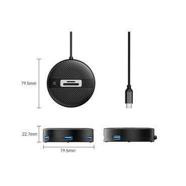 [CLEARANCE] ORICO YS5-C3 (0.3m) 4-Port USB 3.0 Type C Desktop Hub Card Reader 10W with 5Gbps Transmission Rate, 5Gbps USB-A 3.0 Output, SD / TF Memory Card Slot for Windows 8/10, macOS, Linux, PC, Laptop, Desktop Computer