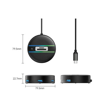 [CLEARANCE] ORICO 4-IN-1 USB HUB 5GBPS RGB (0.3M,1.8M) Type-C Cable with SD/TF Card Reader & 3-Port USB 3.0 | Windows, Linux & macOS Support | for PCs, Computer Desktops & Laptops | USB Hubs & Docking Stations | YSR5-C3