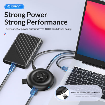 [CLEARANCE] ORICO YX3-U2 (1.8m) 4-Port USB 3.0 USB-A Desktop Hub 10W with 5Gbps Transmission Rate, 5Gbps USB-A 3.0, 3.5mm Audio Port, 480Mbps USB-A 2.0 Output for Windows 8/10, macOS, Linux, PC, Laptop, Desktop Computer