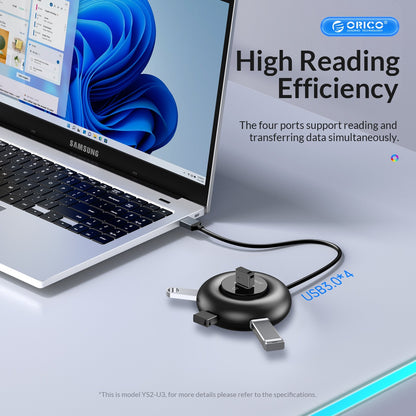 [CLEARANCE] ORICO YX2-U3 (0.3m) 4-Port USB 3.0 USB-A Desktop Hub 10W with 5Gbps Transmission Rate, 5Gbps USB-A 3.0 Output for Windows 8/10, macOS, Linux, PC, Laptop, Desktop Computer