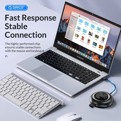 [CLEARANCE] ORICO YX2-U3 (0.3m) 4-Port USB 3.0 USB-A Desktop Hub 10W with 5Gbps Transmission Rate, 5Gbps USB-A 3.0 Output for Windows 8/10, macOS, Linux, PC, Laptop, Desktop Computer