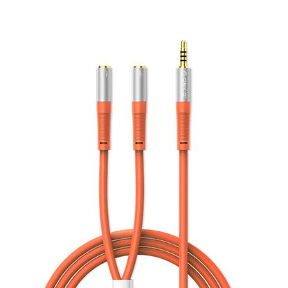 [CLEARANCE] ORICO 1 Meter 3.5mm TRRS Jack Male to Dual Female Headphone and Microphone AUX Audio Splitter Adapter Cable for Desktop Computer PC Laptop Mobile Phone Tablet Music Streaming & Recording - Orange | AX2-10-OR