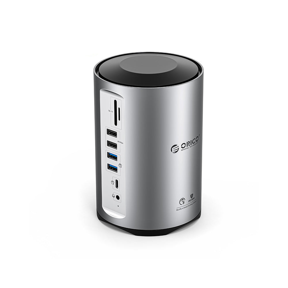 [CLEARANCE] ORICO 15 Port Multifunctional Docking Station with Max 5Gbps Transfer Rate, USB Type-C Input, 4K 60Hz UHD, PD 100W, Support Apple M1/M2, USB-A 3.0, USB-C, USB-A 2.0 480Mbps, 3.5mm AUX, 1000Mbps Ethernet, SD & TF Card Slot | CDH-YD3 - Silver