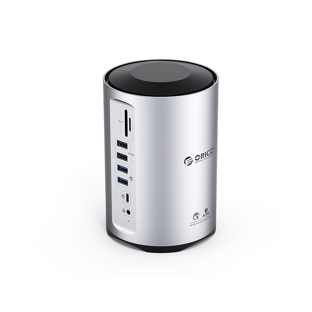 [CLEARANCE] ORICO 15 Port Multifunctional Docking Station with Max 5Gbps Transfer Rate, USB Type-C Input, 4K 60Hz UHD, PD 100W, Support Apple M1/M2, USB-A 3.0, USB-C, USB-A 2.0 480Mbps, 3.5mm AUX, 1000Mbps Ethernet, SD & TF Card Slot | CDH-YD3 - Silver