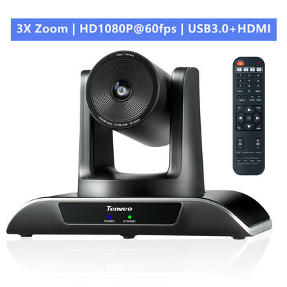 Tenveo Tevo 3X | 10X | 20X Zoom 2MP 1080p Full HD PTZ Video Conference Camera - USB 3.0 / HDMI / RS232 / RS485 with IR Remote Control for Business Meeting, Events, Church, Online, Education, and Training Video Recording | VHDPRO3U VHDPRO10U VHDPRO20U