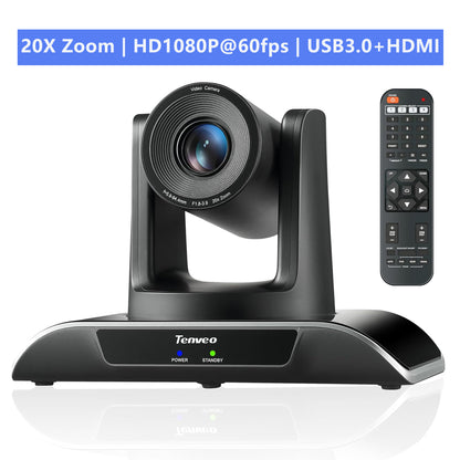 Tenveo Tevo 3X | 10X | 20X Zoom 2MP 1080p Full HD PTZ Video Conference Camera - USB 3.0 / HDMI / RS232 / RS485 with IR Remote Control for Business Meeting, Events, Church, Online, Education, and Training Video Recording | VHDPRO3U VHDPRO10U VHDPRO20U