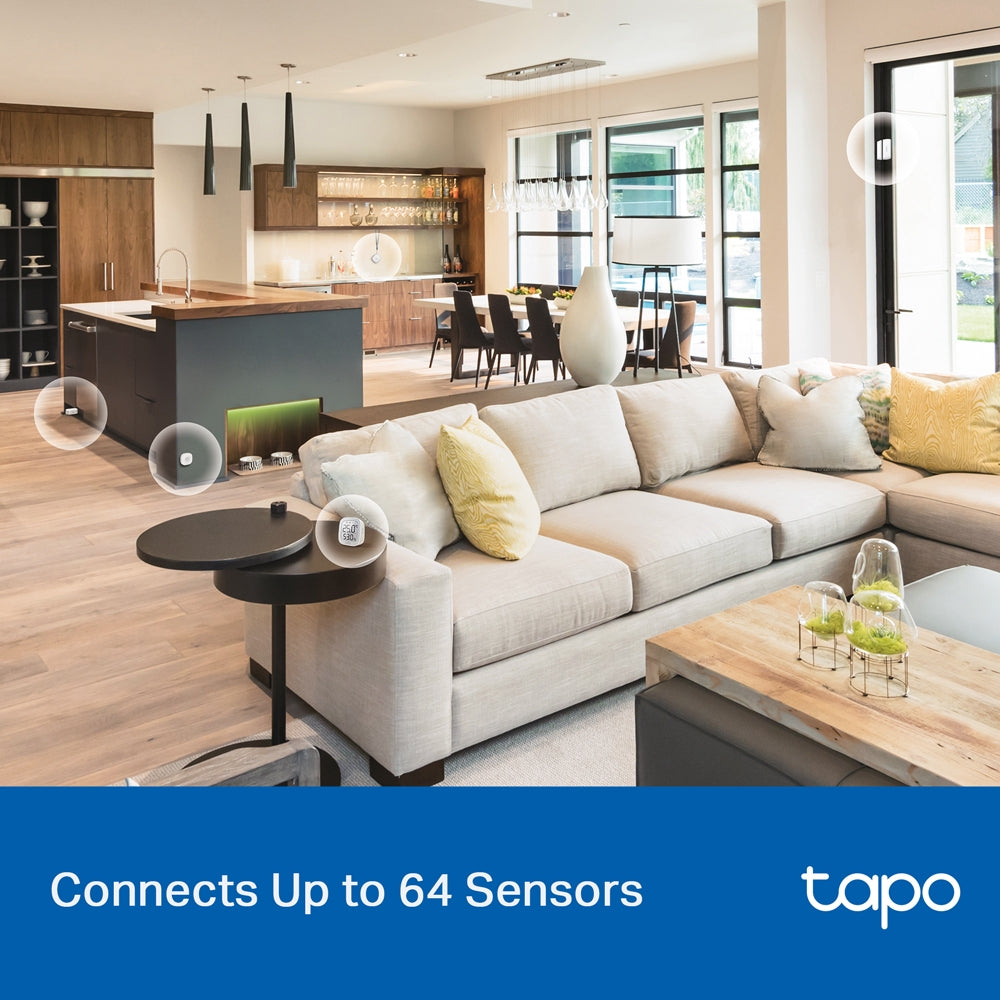 TP-Link Tapo H100 Smart Hub Chime Alarm with 2.4GHz Wireless, 868 / 922MHz Protocol, SYNC/Mute Button and Max 64 Devices Connection for Home Security