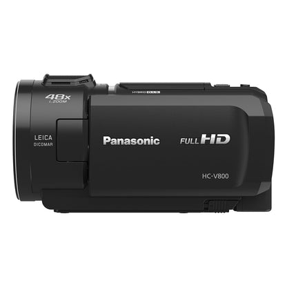 Panasonic Lumix HC-V800 Full-HD 26MP Digital Video Camcorder - 24x Leica Dicomar Optical Zoom, Wi-Fi, HDR, 1/2.5" Back-Illuminated MOS Sensor, Three OIS Stabilizer Systems, Active Contrast Mode, 5.1-Channel Wind-Shielded Zoom Mic