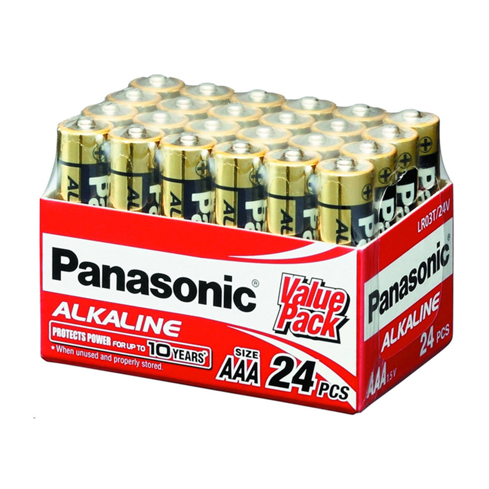 Panasonic AAA 3A Batteries 24pcs Triple-A Battery 1.5V Alkaline Long Lasting protects power for Camera, Portable Radio, Wall Clock, Remote Control | LR03T/24V
