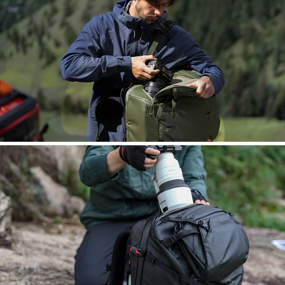 PGYTECH OnePro Focux Backpack (35L) Modular Camera & Drone Gear Bag with Summit-Ready Harness, Quick-Draw Access, Laptop Compartment, Tripod Holder, Anti-Lost Apple AirTag Pocket & Weather-Resistant Design for Outdoor Photography & Travel