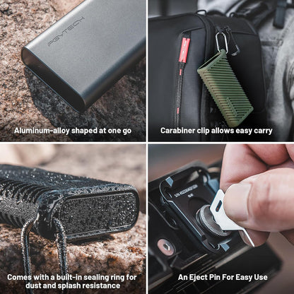 PGYTECH CreateMate CFexpress / CF Express Type-A/B + SD & TF to USB 3.2 Gen2 Type-C Memory Card Reader & Protective Case with 10Gbps Ultra-High-Speed Transmission, no SIM Card Holder, and Ejector Pin for Cameras, Drones, and Smartphones