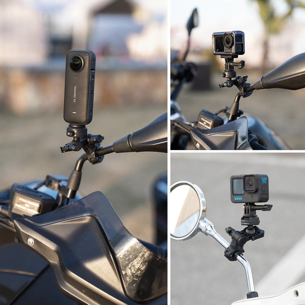 PGYTECH CapLock Quick Release Motorcycle Rearview Mirror Mount with Tube Sleeves (6mm, 8mm, 10mm, 12mm, 14mm) and 1/4" Screw Adapter for Insta360, DJI, GoPro Action Cameras, and Mobile Phone Holders | P-GM-170