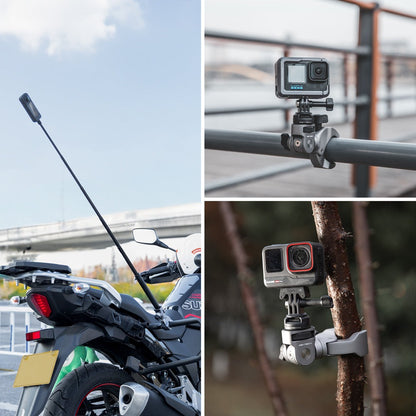 PGYTECH Super Clamp Handlebar Mount for Motorcycles and Bicycles with CapLock Quick Release Clamp and 3-Prong Adapter for Insta360, DJI, GoPro Action Cameras, and Mobile Phone Holders | P-GM-171