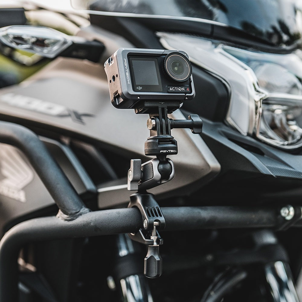 PGYTECH CapLock Quick Release Action Camera Handlebar Mount for Motorcycles and Bicycles with 1/4" Screw Adapter, Dual Ball Head, and Magic Arm for Insta360, DJI, and GoPro | P-GM-222