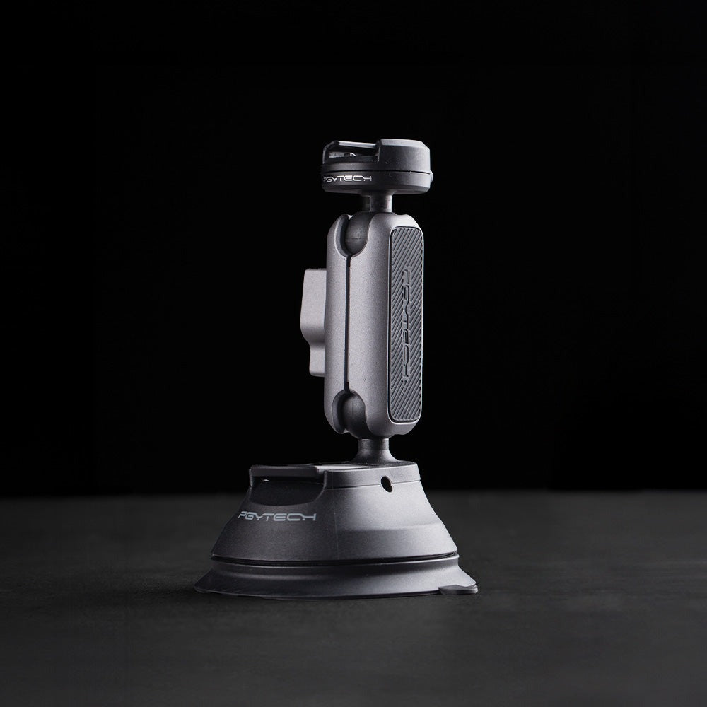 PGYTECH CapLock Quick Release Action Camera Suction Cup Car Mount with 1/4" Screw Adapter, Dual Ball Head, and Magic Arm for Insta360, DJI, and GoPro | P-GM-223