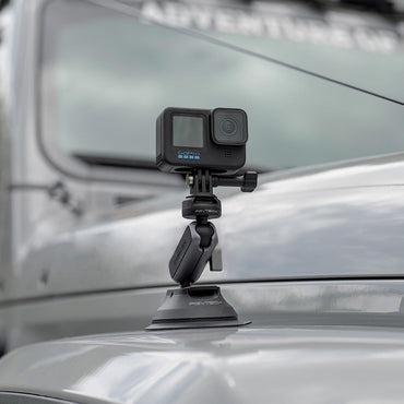 PGYTECH CapLock Quick Release Action Camera Suction Cup Car Mount with 1/4" Screw Adapter, Dual Ball Head, and Magic Arm for Insta360, DJI, and GoPro | P-GM-223