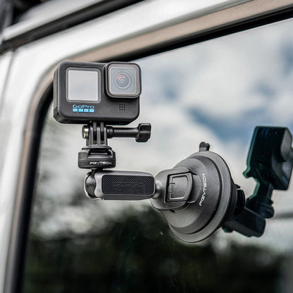 PGYTECH CapLock Quick Release Action Camera Suction Cup Car Mount with 1/4" Screw Adapter, Dual Ball Head, and Magic Arm for Insta360, DJI, and GoPro | P-GM-223