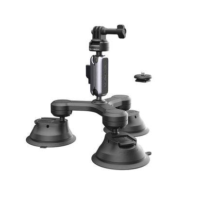 PGYTECH CapLock Quick Release Action Camera Three-arm Suction Cup Car Mount with 1/4" Screw Adapter, Dual Ball Head, and Magic Arm for Insta360, DJI, and GoPro | P-GM-224