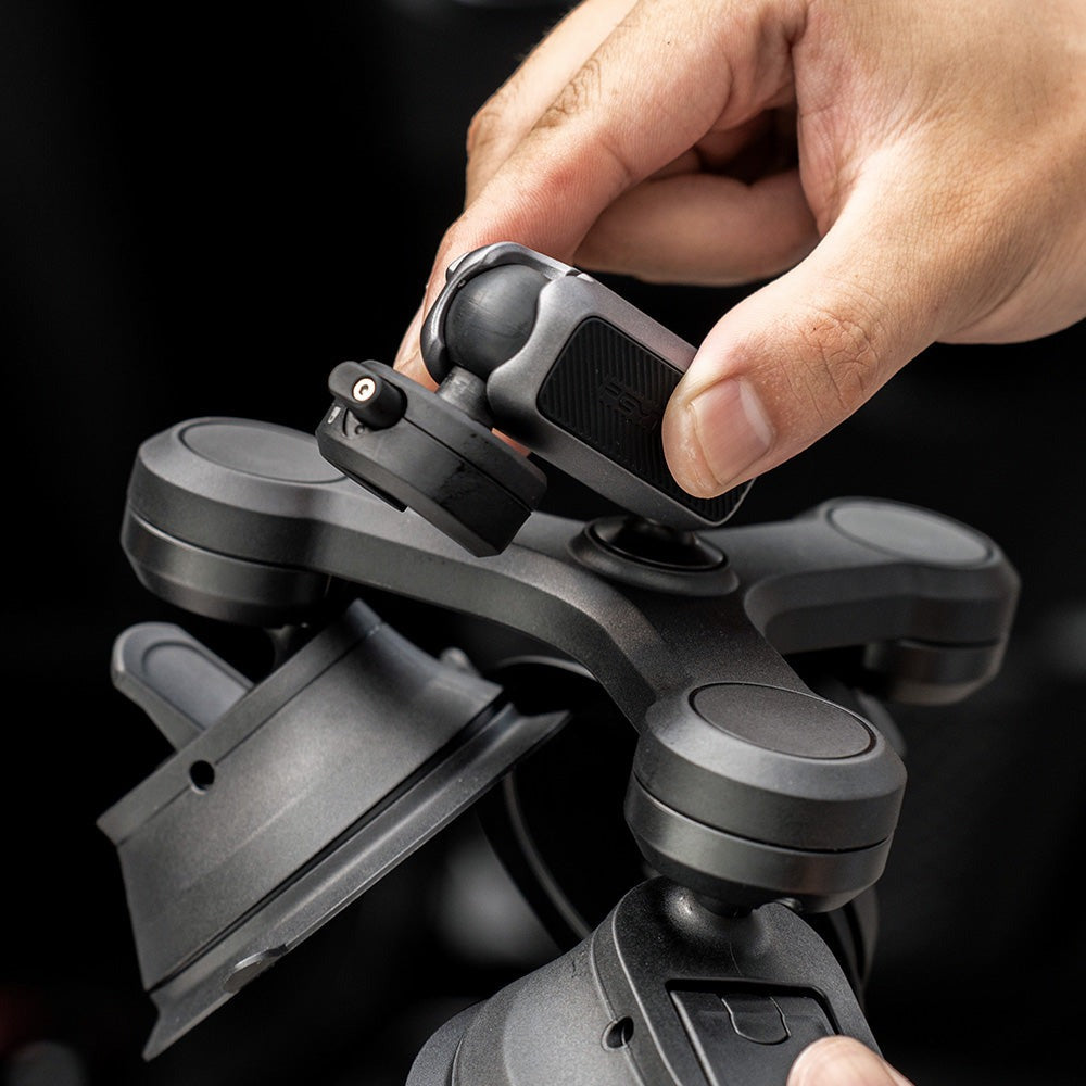 PGYTECH CapLock Quick Release Action Camera Three-arm Suction Cup Car Mount with 1/4" Screw Adapter, Dual Ball Head, and Magic Arm for Insta360, DJI, and GoPro | P-GM-224