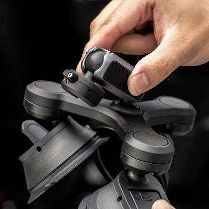 PGYTECH CapLock Quick Release Action Camera Three-arm Suction Cup Car Mount with 1/4" Screw Adapter, Dual Ball Head, and Magic Arm for Insta360, DJI, and GoPro | P-GM-224