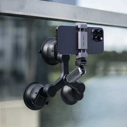 PGYTECH CapLock Quick Release Action Camera Three-arm Suction Cup Car Mount with 1/4" Screw Adapter, Dual Ball Head, and Magic Arm for Insta360, DJI, and GoPro | P-GM-224