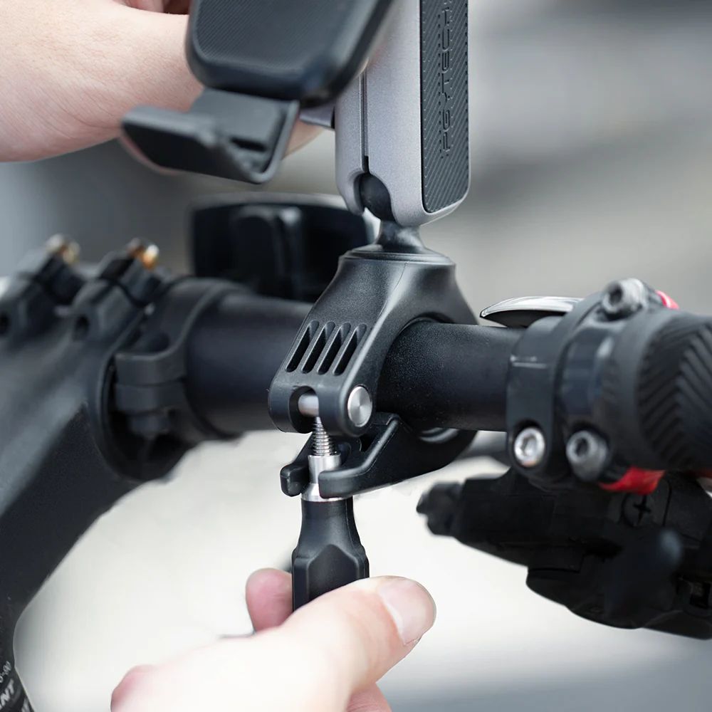 PGYTECH Smartphone Holder Handlebar Mount for Motorcycles and Bicycles with Dual Ball Head and Magic Arm for (64-92mm x 130-175mm) Supported Mobile Phones | P-PG-001