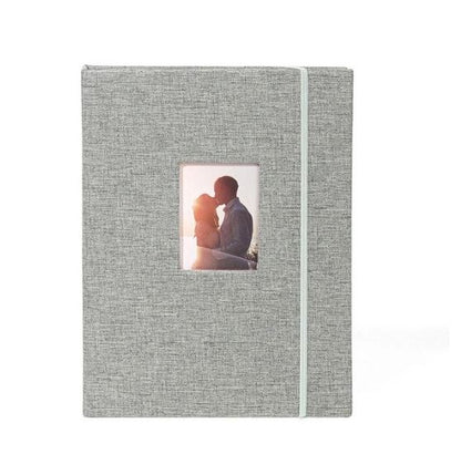 [CLEARANCE] Pikxi AM208 Elegant Photo Album Denim Style with 208 Photos and 26 Pages Cover Frame Window and Elastic Loop Latch for Fujifilm Instax Mini Instant Camera - Pink