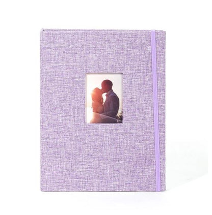 [CLEARANCE] Pikxi AM208 Elegant Photo Album Denim Style with 208 Photos and 26 Pages Cover Frame Window and Elastic Loop Latch for Fujifilm Instax Mini Instant Camera - Pink