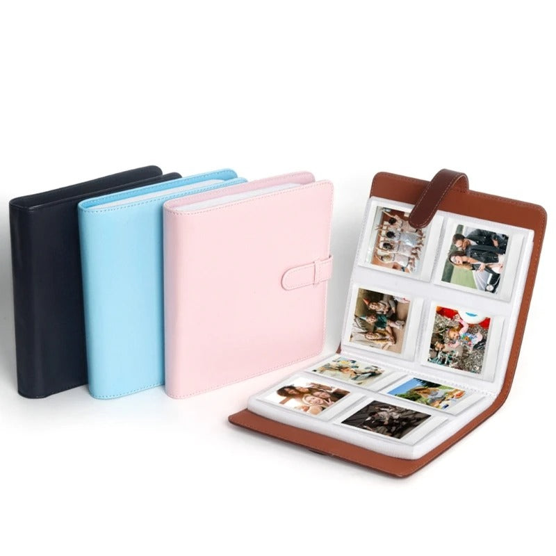Pikxi AS288 Kids Photo Album Leather with 288 Photos and 36 Pages and Slip On Latch for Fujifilm Instax Mini Instant Camera  - Pink, Blue, Black, Brown