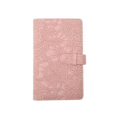 [CLEARANCE] Pikxi AM96-01 96 Pockets Elegant Carved Lace Style Photo Album with Slip On Latch for Fujifilm Instax Mini Instant Camera - Light Pink