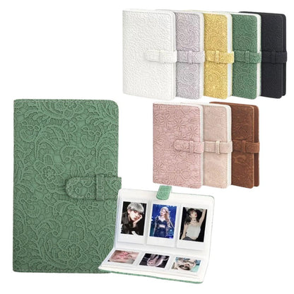 [CLEARANCE] Pikxi AM96-01 96 Pockets Elegant Carved Lace Style Photo Album with Slip On Latch for Fujifilm Instax Mini Instant Camera - Light Pink