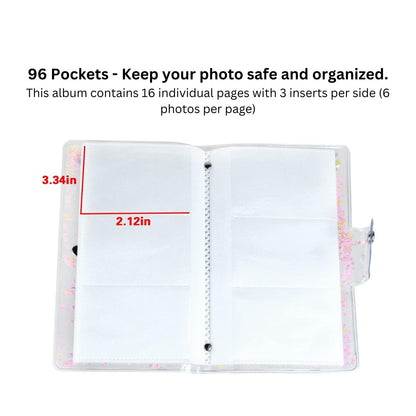 [CLEARANCE] Pikxi 96 Pockets Quicksand Clear Photo Album for Fujifilm Instax Mini Film Camera - Blue