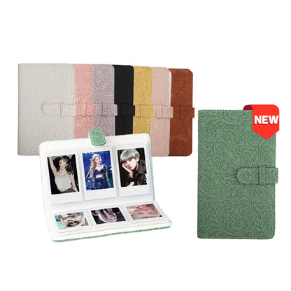 [CLEARANCE] Pikxi AM96-01 96 Pockets Elegant Carved Lace Style Photo Album with Slip On Latch for Fujifilm Instax Mini Instant Camera - Light Pink