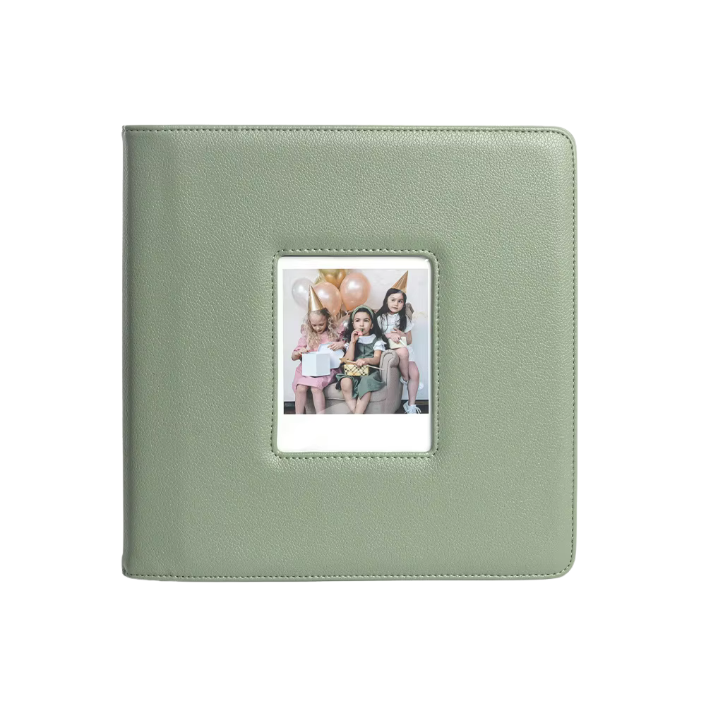 Pikxi 288 Pockets Large Capacity PU Leather Photo Album for FUJIFILM Instax Wide Instant Film Camera with Garter Strap Closure and Front Film Cover - Available in Green, Brown, Black Color Options