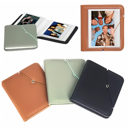 Pikxi 28 Pockets Portable PU Leather Photo Album for FUJIFILM Instax Wide Instant Film Camera with Rope Strap Closure – Available in Green, Brown, Black, White, and Gray Color Options