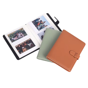 Pikxi 80 Pockets 20 Pages Photo Album with PU Leather Material for FUJIFILM Instax Wide Instant Film Camera | Green Brown Black White Dark Grey