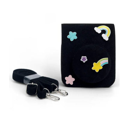 [CLEARANCE] Pikxi BFL12 Fujifilm Instax Mini 12 Felt Soft Protective Camera Case Bag with Shoulder Strap - Tulip Stickers